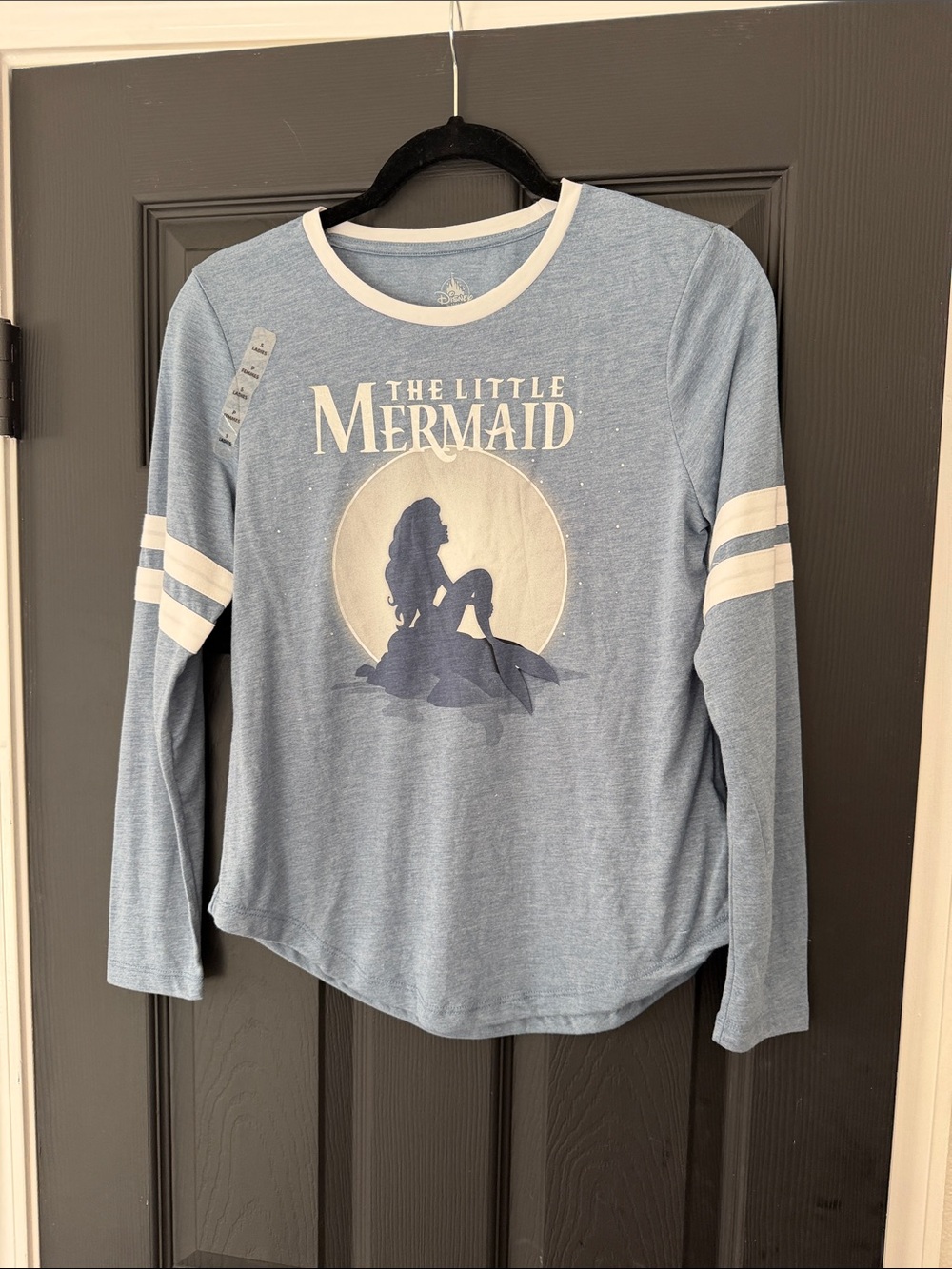Disney The Little Mermaid Light Blue Long Sleeve Tee with White Accents Womens S